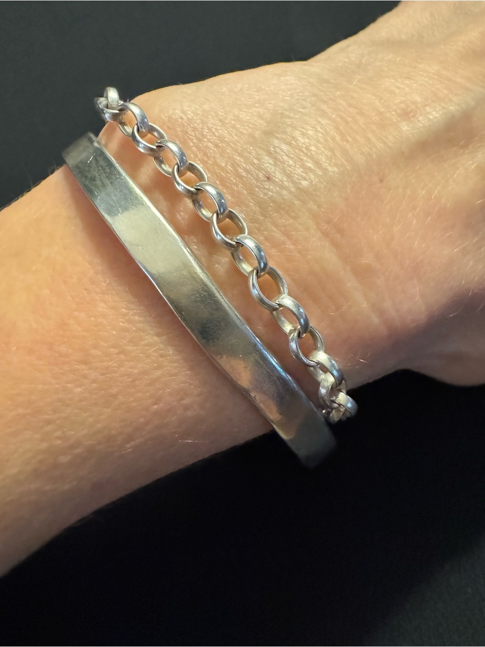 Vintage Mexico Sterling Silver 20g Modernist Bangle Bracelet
